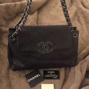 Chanel Hampton bag!  Black lambskin leather